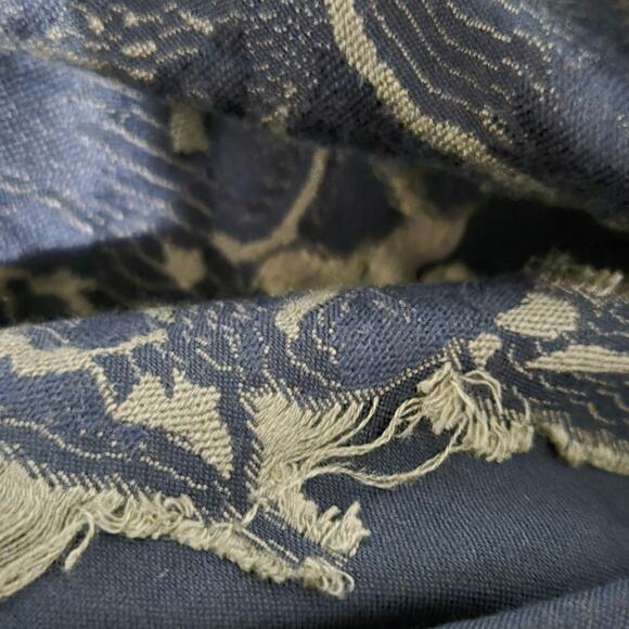 Billy Reid Jacquard Kaftan Dress Blue Long Oversized Caftan Fringe Medium Large - Picture 11 of 16